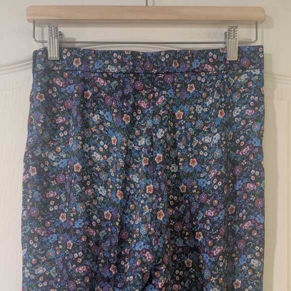 Sandro | Donelo Satin Floral Print Flare Pants In Purple/Blue - Picture 16 of 16